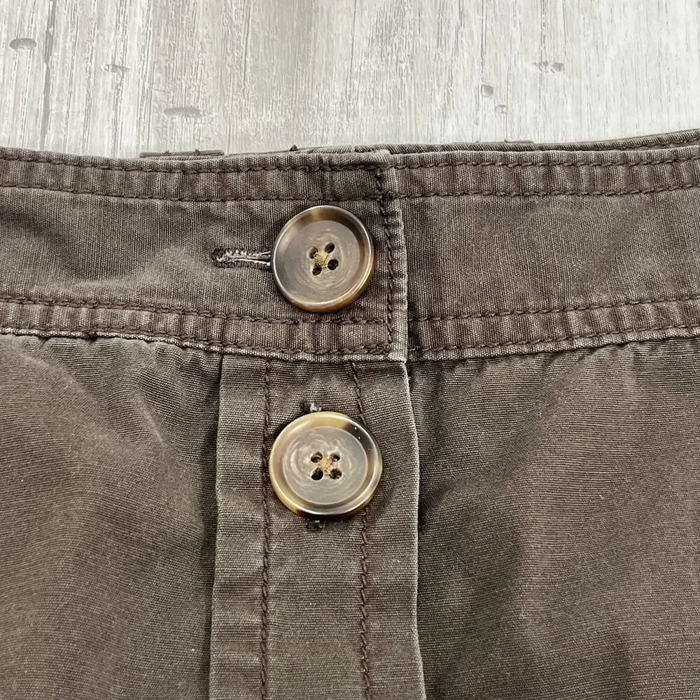 J. Crew Brown Cotton Button Front Mini Skirt 6 Y2K Summer 2007 Preppy Office